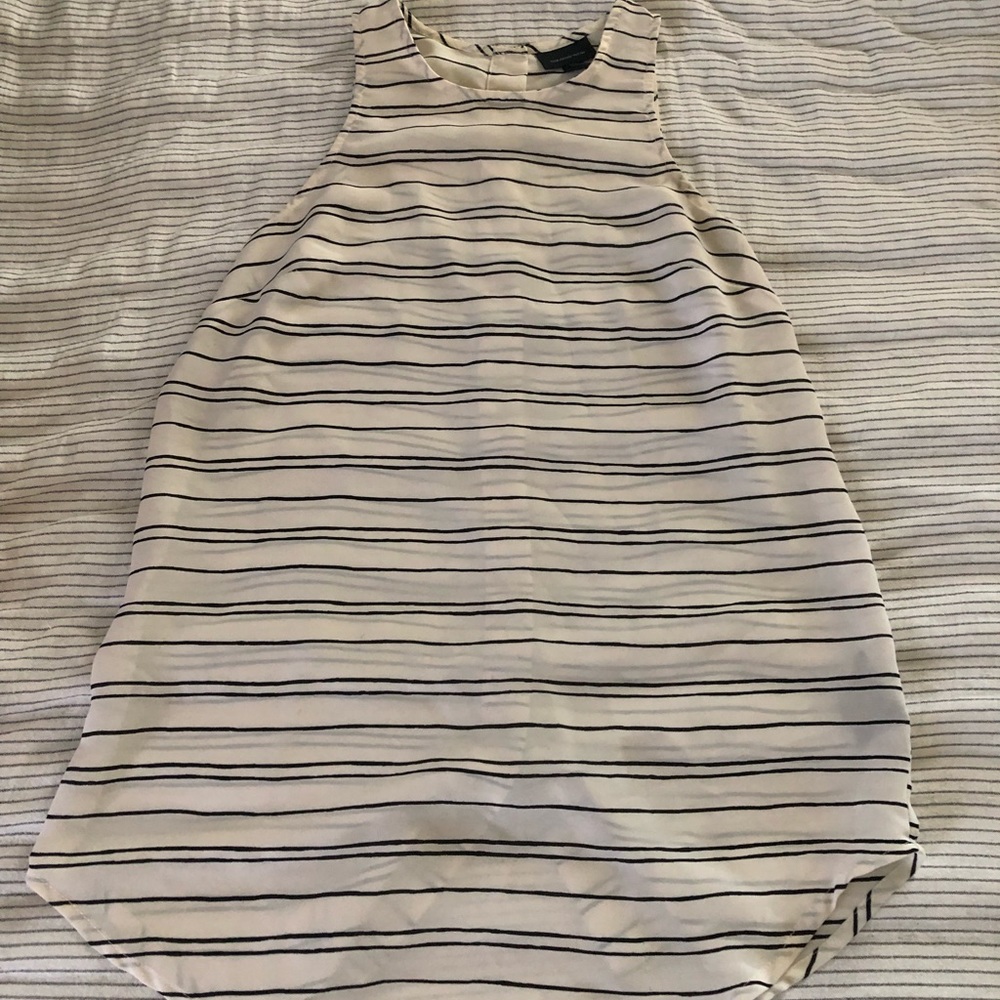 white and black striped tank